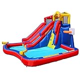 Banzai Twin Falls Kids Giant Colorful Outside Inflatable Water Park Bounce House for Children Ages 5 to 12 Years Old